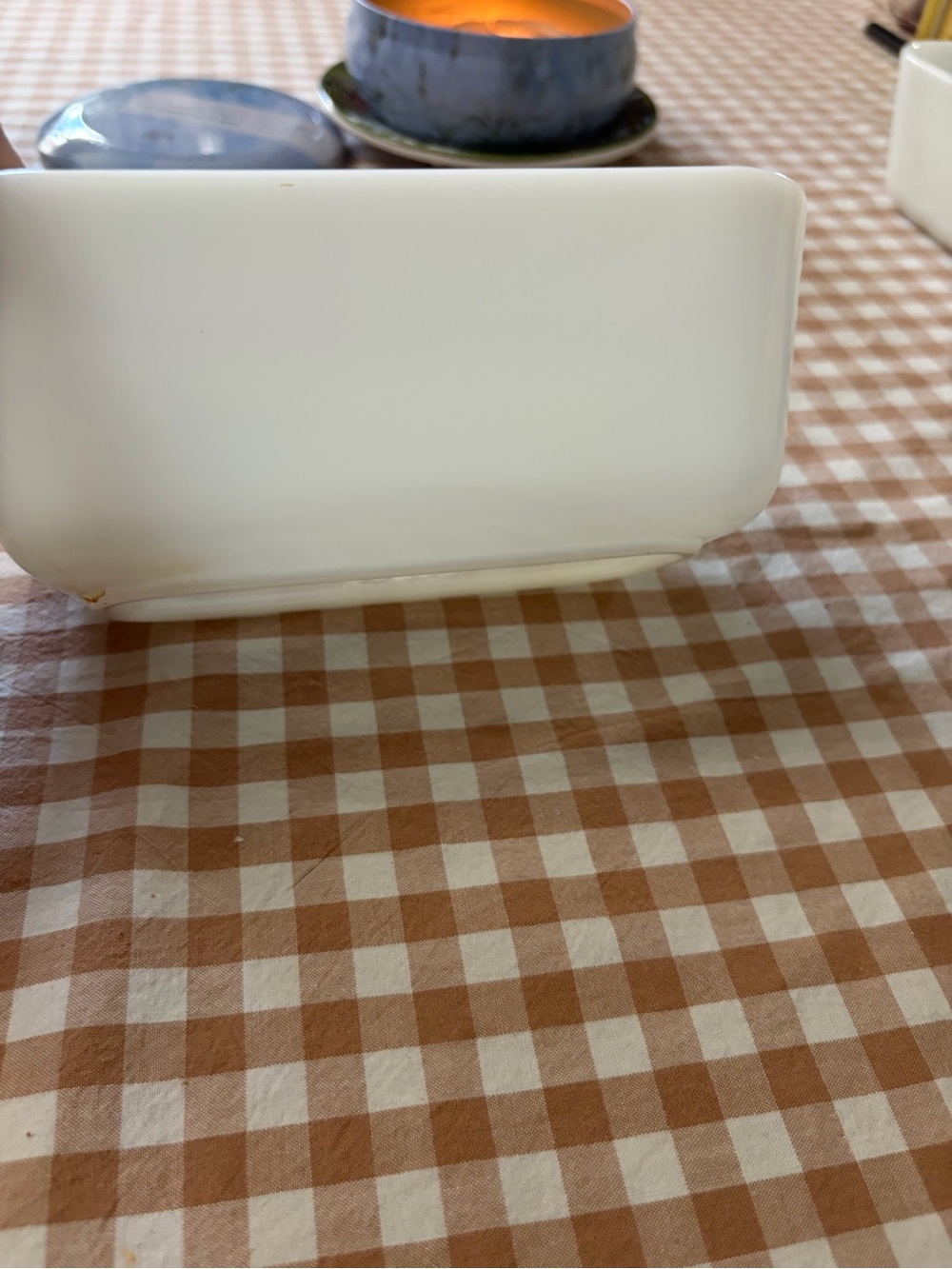 Pyrex Milk Glass Casserole with Teal Folk Rooster - Picture 2 of 6